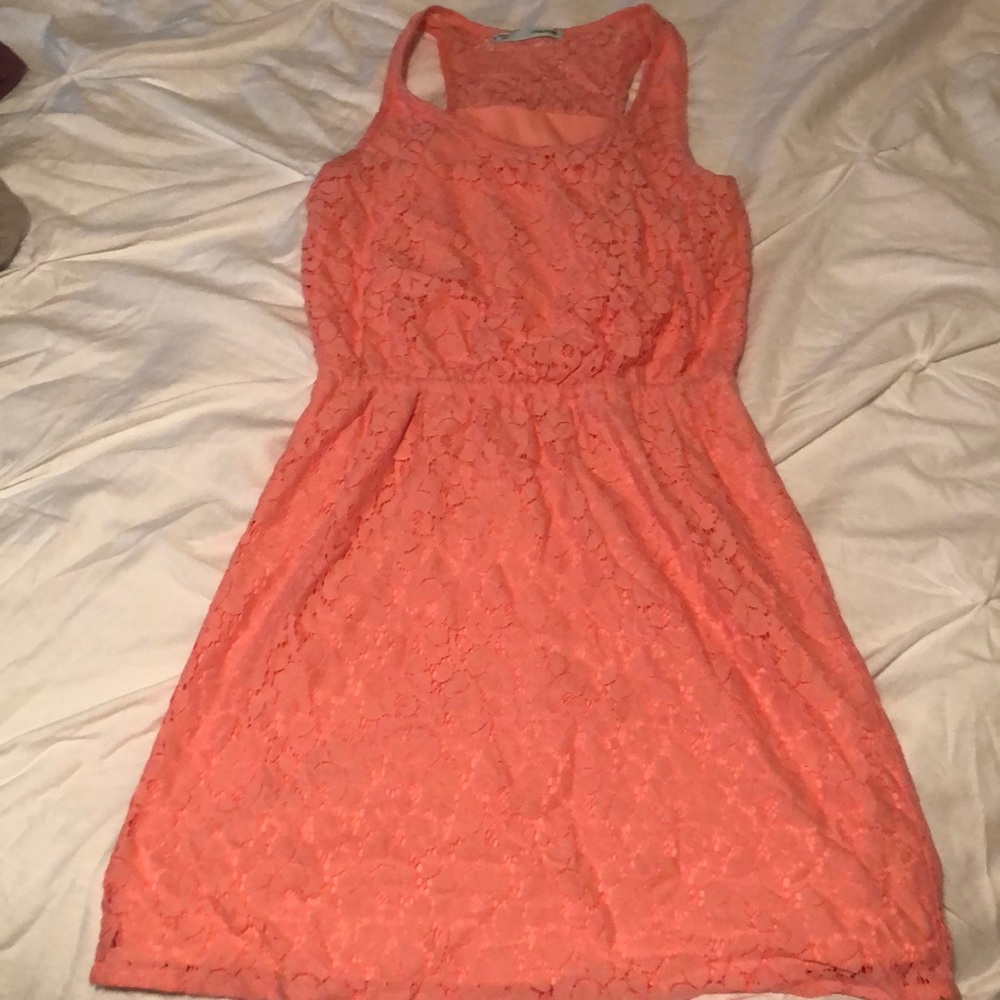 Coral lace dress